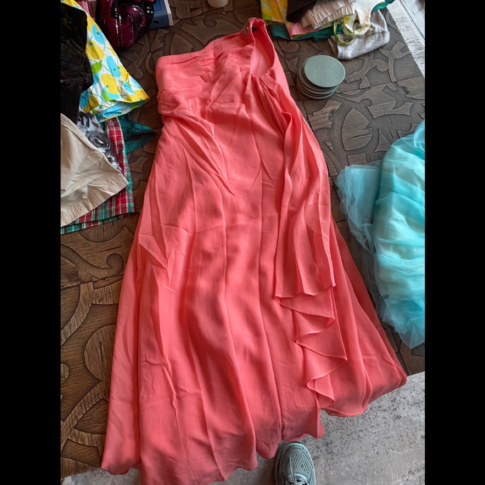 One shoulder formal dress (peach)